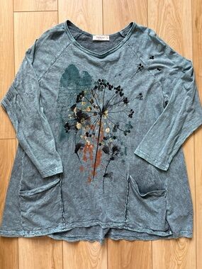 Jess and Jane Dandelion tunic relaxed lagenlook cottagecore artsy beach Sz Small